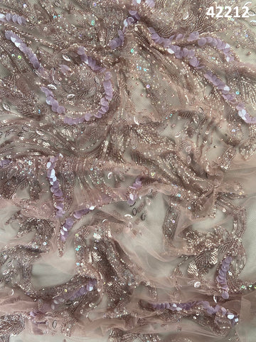 #42212 Glimmering Galaxy: Hand-Beaded Fabric Drenched in Lustrous Beads and Sequins