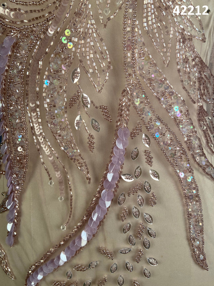 #42212 Glimmering Galaxy: Hand-Beaded Fabric Drenched in Lustrous Beads and Sequins