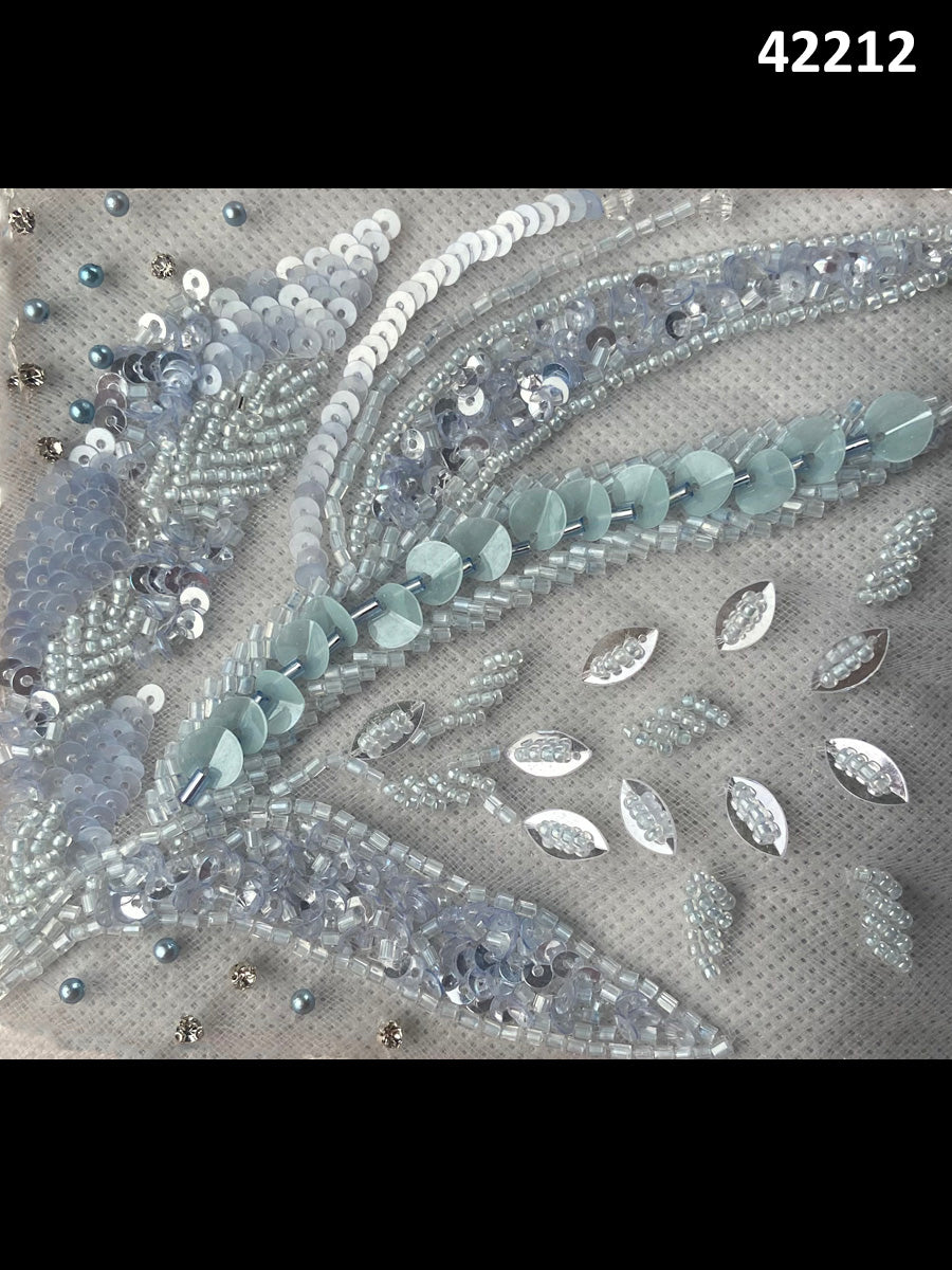 #42212 Glimmering Galaxy: Hand-Beaded Fabric Drenched in Lustrous Beads and Sequins