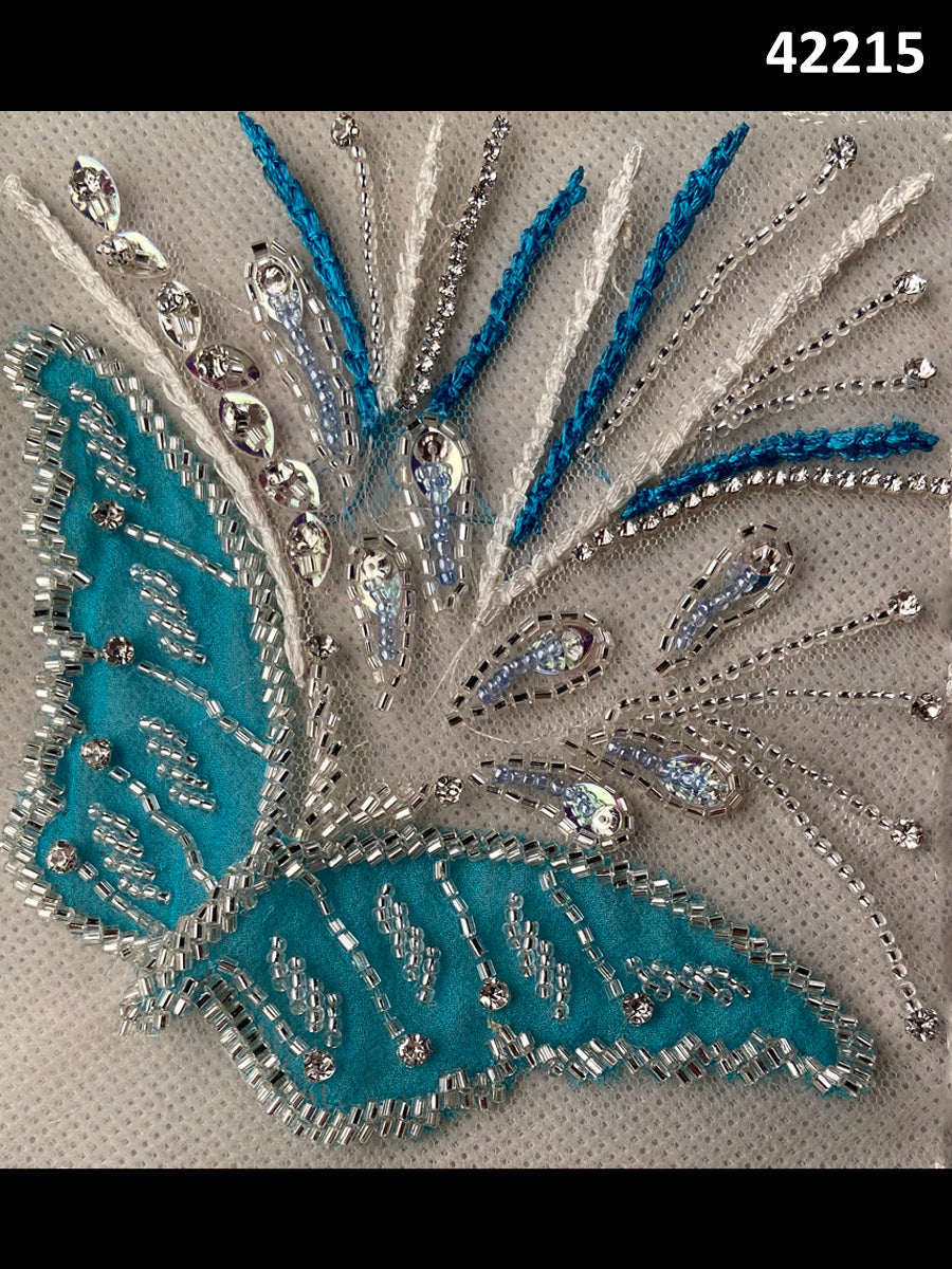 #42215 Whispering Winds: Hand-Beaded Fabric with Delicate Beads, Sparkling Sequins and Dazzling Rhinestones