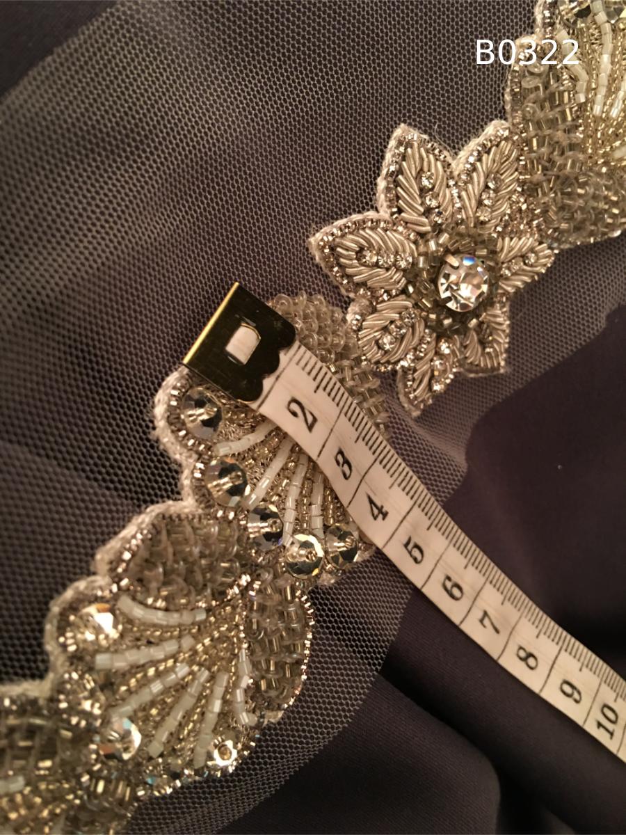 #B0322 Luxurious Floral Trim Beaded with Sequins, Rhinestones, and Beads – Exquisite Decorative Embellishment for Fashion