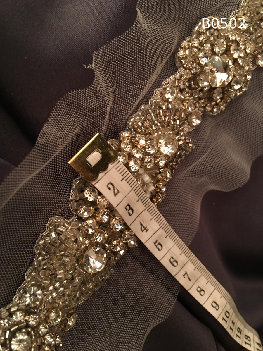 #B0502 Luxurious Abstract Design Trim Beaded with Exotic Beads and Rhinestones – A Stunning Embellishment for Sophisticated Creations