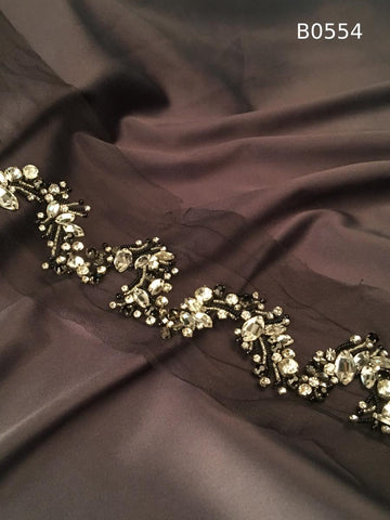 #B0554 Elegant Trim Asymmetric Design Beaded with Rhinestones and Exotic Beads – A Stunning Statement Piece for Any Occasion