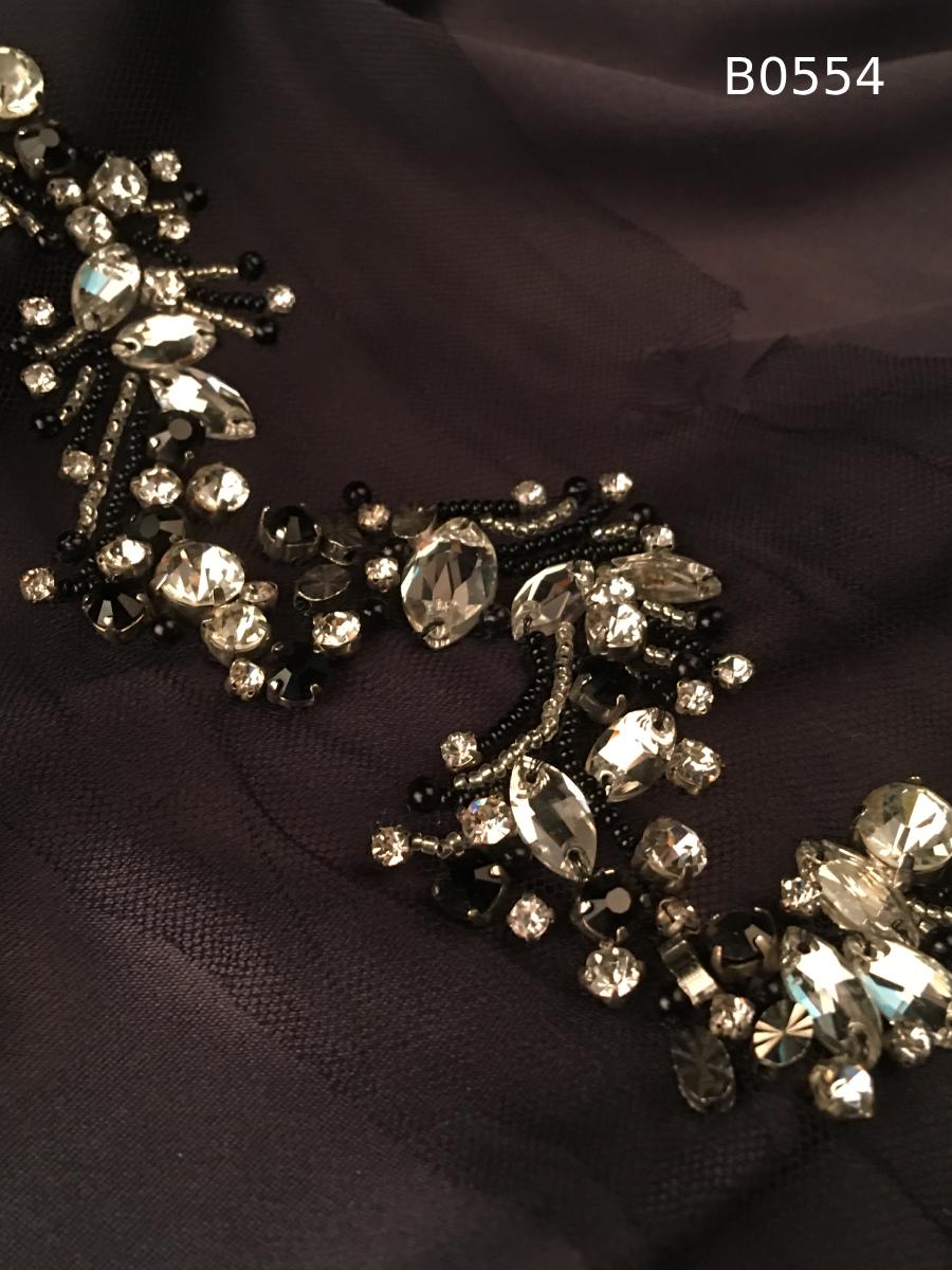 #B0554 Elegant Trim Asymmetric Design Beaded with Rhinestones and Exotic Beads – A Stunning Statement Piece for Any Occasion