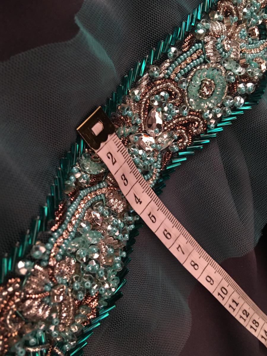 #B0612 Elegant Abstract Design Trim Beaded with Sequins, Beads, and Rhinestones for a Sparkling, Contemporary Touch