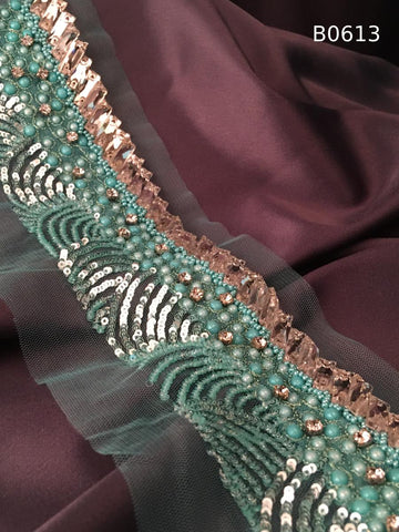 #B0613 Stunning Abstract Design Trim Beaded with Sequins and Beads for Bold, Artistic Embellishments