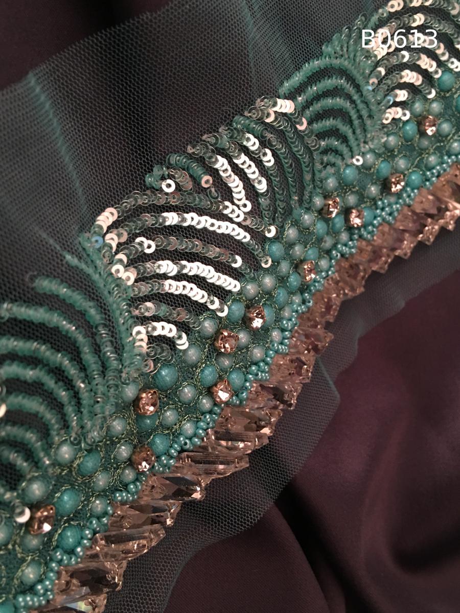 #B0613 Stunning Abstract Design Trim Beaded with Sequins and Beads for Bold, Artistic Embellishments
