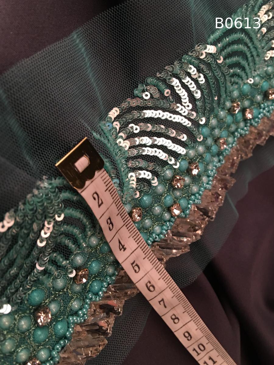 #B0613 Stunning Abstract Design Trim Beaded with Sequins and Beads for Bold, Artistic Embellishments