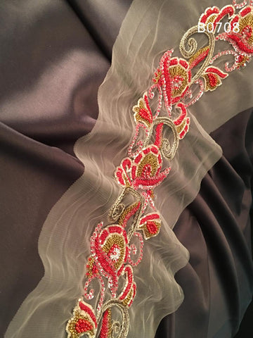 #B0708 Exquisite Floral Design Trim in Rich Featuring Beads, Exotic Beads, and Sequins for Luxe Embellishments