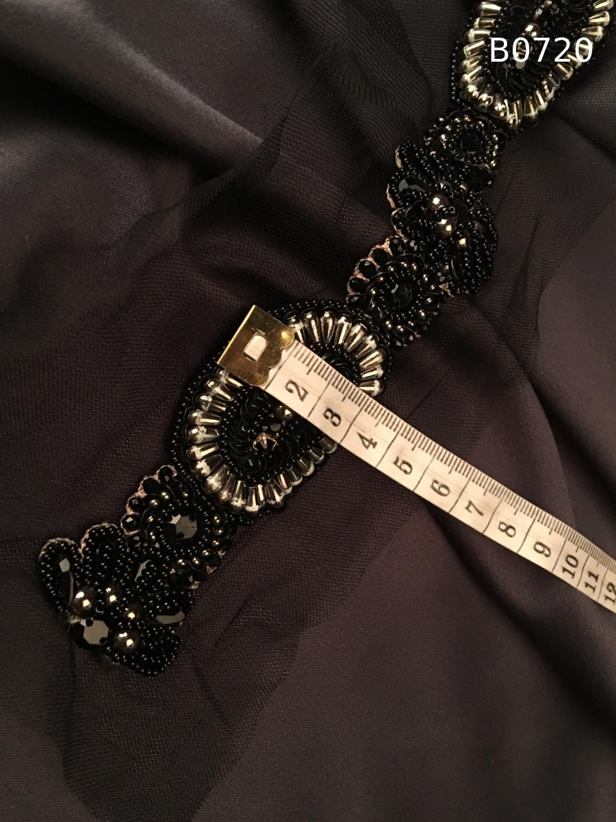 #B0720 Elegant Trim Asymmetric Design Featuring Beads, Sequins, Crystals, and Rhinestones for Glamorous Embellishment
