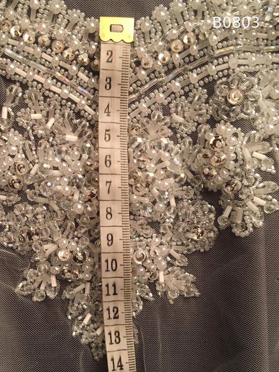 #B0803 Exquisite Bridal Trim Featuring Floral Design – Luxuriously Beaded with Sequins, Exotic Beads, Radiant Rhinestones, and Elegant Pearls for the Perfect Wedding Accents and Couture Creations