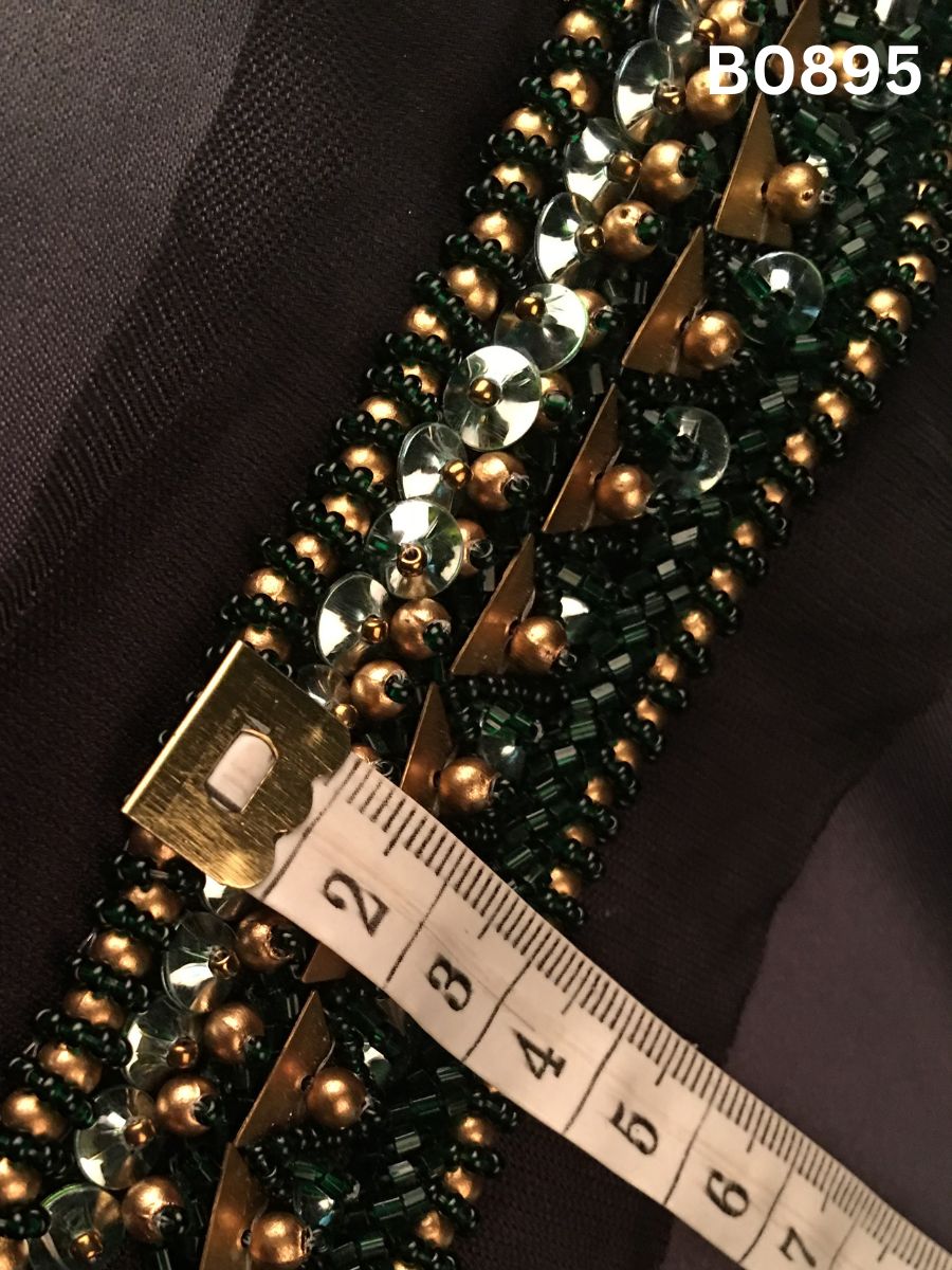 #B0895 Whispering Whispers: Delicate Hand-Beaded Trim with Beads, Sequins, and Rhinestones