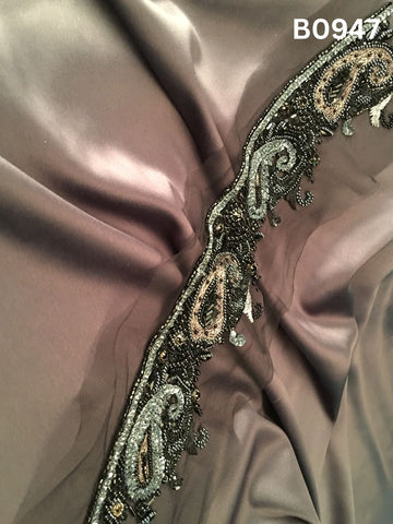 #B0947 Elegant Floral Design Trim – Lavishly Beaded with Exquisite Thread Work, Sequins, Exotic Beads, and Rhinestones for Fashion Forward Creations