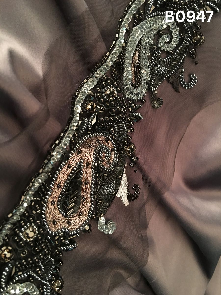 #B0947 Elegant Floral Design Trim – Lavishly Beaded with Exquisite Thread Work, Sequins, Exotic Beads, and Rhinestones for Fashion Forward Creations
