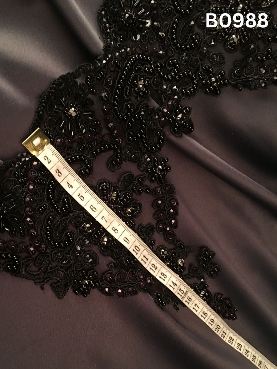 #B0988 Luxurious Hand-Beaded Floral Trim – Embellished with Beads, Rhinestones, Sequins & Crystals for Dramatic Couture & Eveningwear Accents
