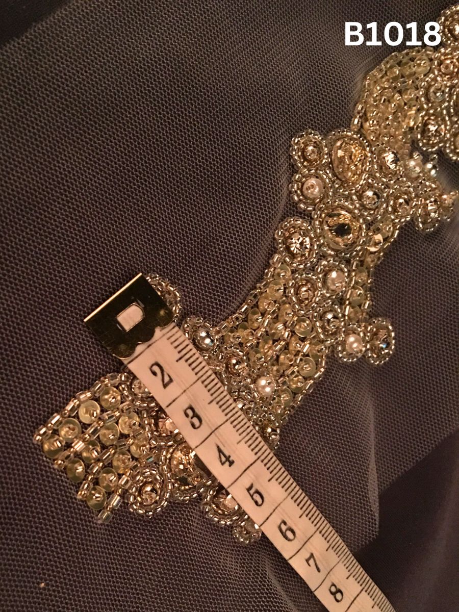 #B1018 Luxurious Hand-Beaded Trim in Abstract Design