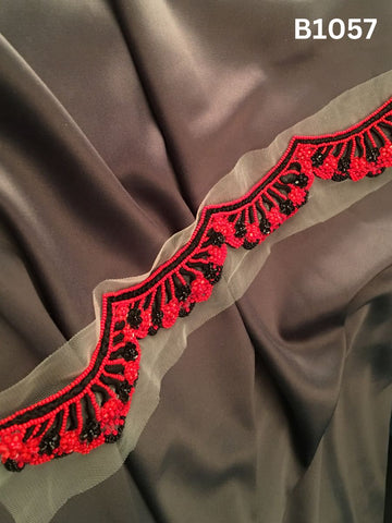 #B1057 Striking Hand-Beaded Trim in Floral Design – Expertly Embellished with Exotic Beads for Couture, Eveningwear, and Statement Fashion Projects