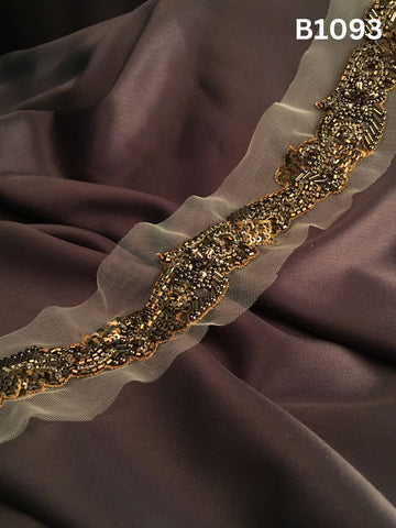 #B1093 Stunning Hand-Beaded Trim in Abstract Design – Expertly Embellished with Exotic Beads and Sequins for Couture, Bridal, and Luxury Fashion Detailing
