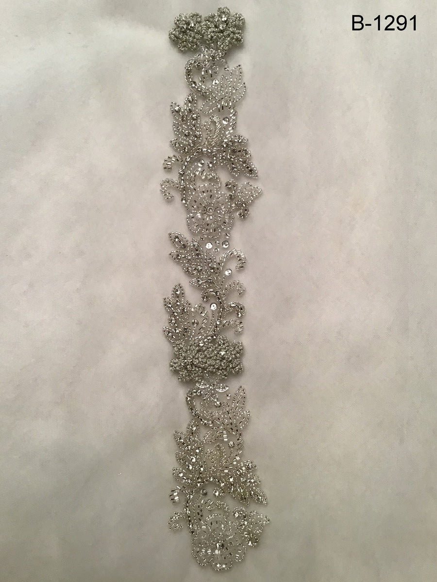 #B1291 Glamour in Motion: Beaded and Sequined Hand-Beaded Trim