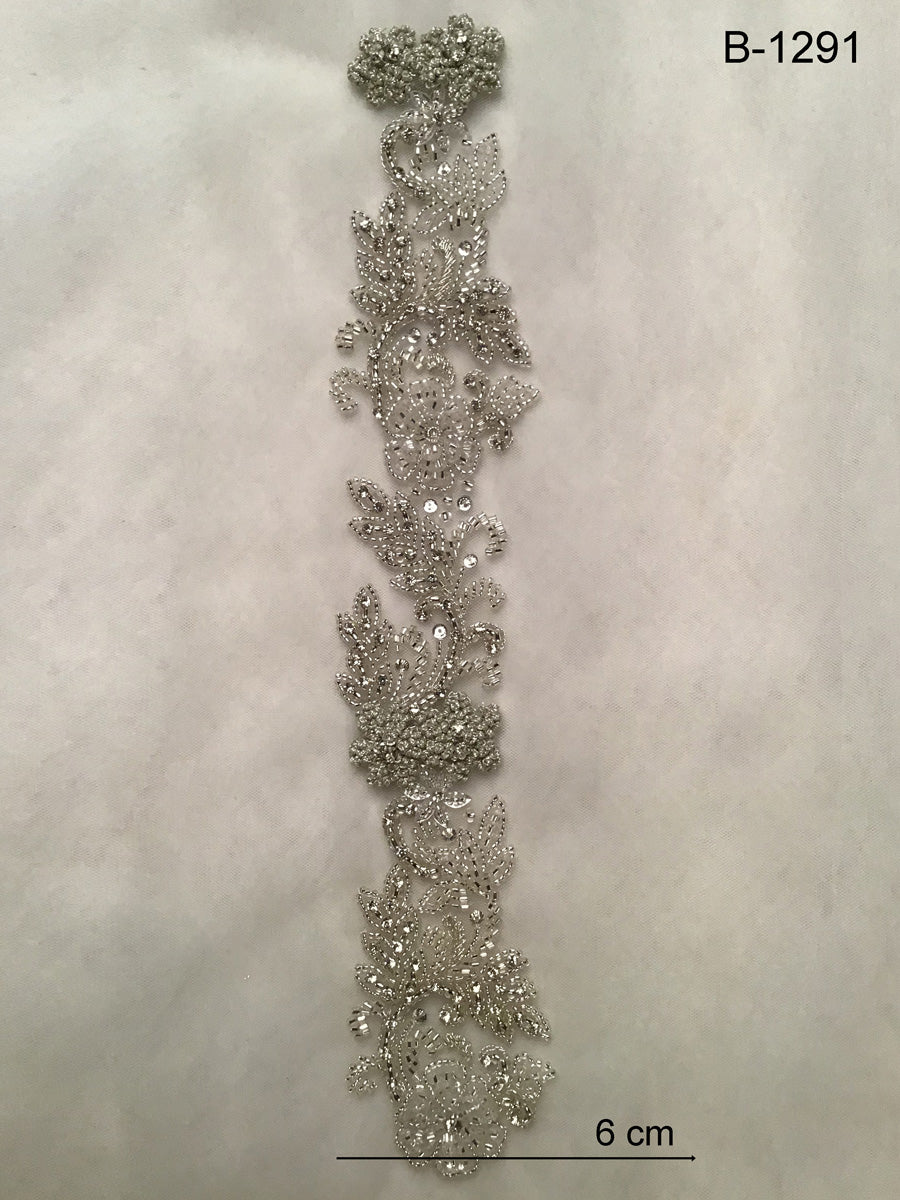 #B1291 Glamour in Motion: Beaded and Sequined Hand-Beaded Trim