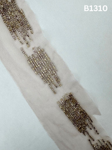 #B1310 Hazel Hand-Beaded Trim with Abstract Motifs and Intricate Beads
