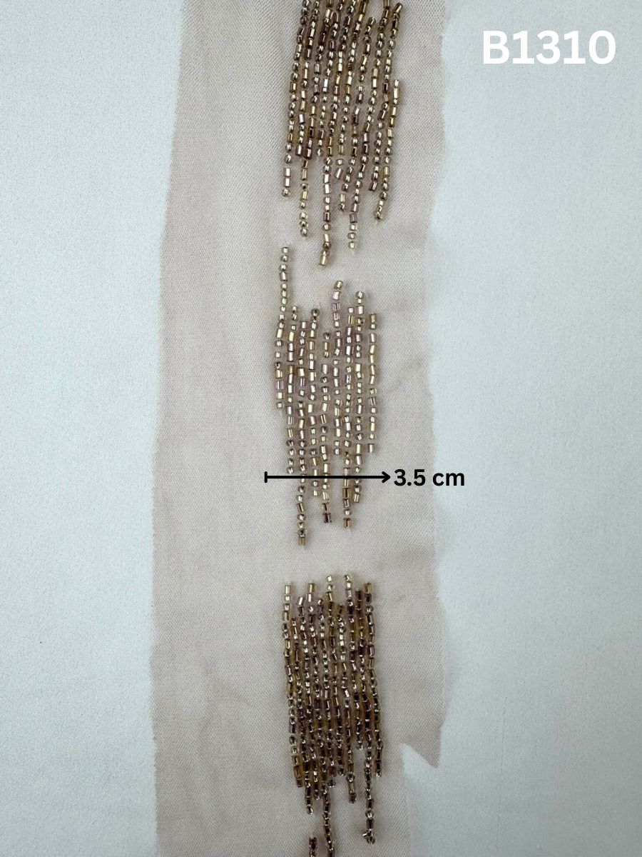 #B1310 Hazel Hand-Beaded Trim with Abstract Motifs and Intricate Beads