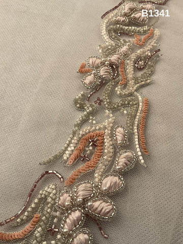 #B1341  Elegan Abstract Design Trim Beaded with Exotic Beads and Delicate Sequins – Luxurious Embellishment for Fashion and Couture