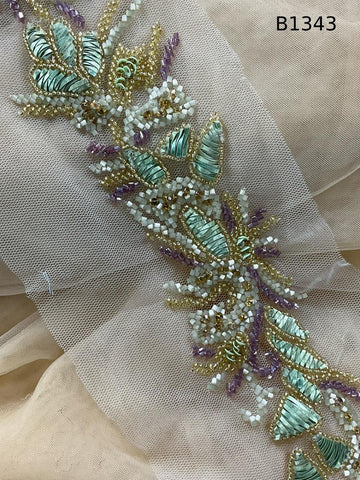 #B1343  Vibrant Abstract Design Trim Beaded with Rhinestones and Elegant Beads – Ideal for Fashion, Crafts, and Home Décor Embellishments