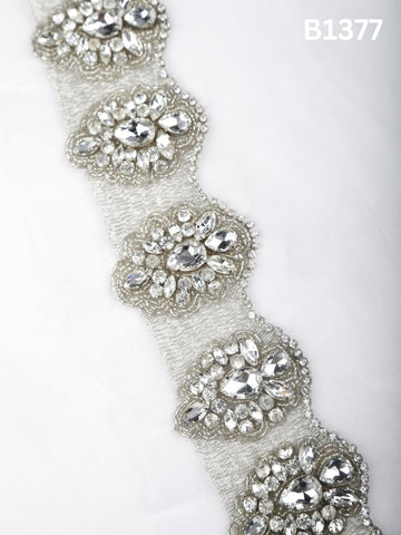 #B1377 Classic Hand-Beaded Trim with Rhinestones and Precision Beads