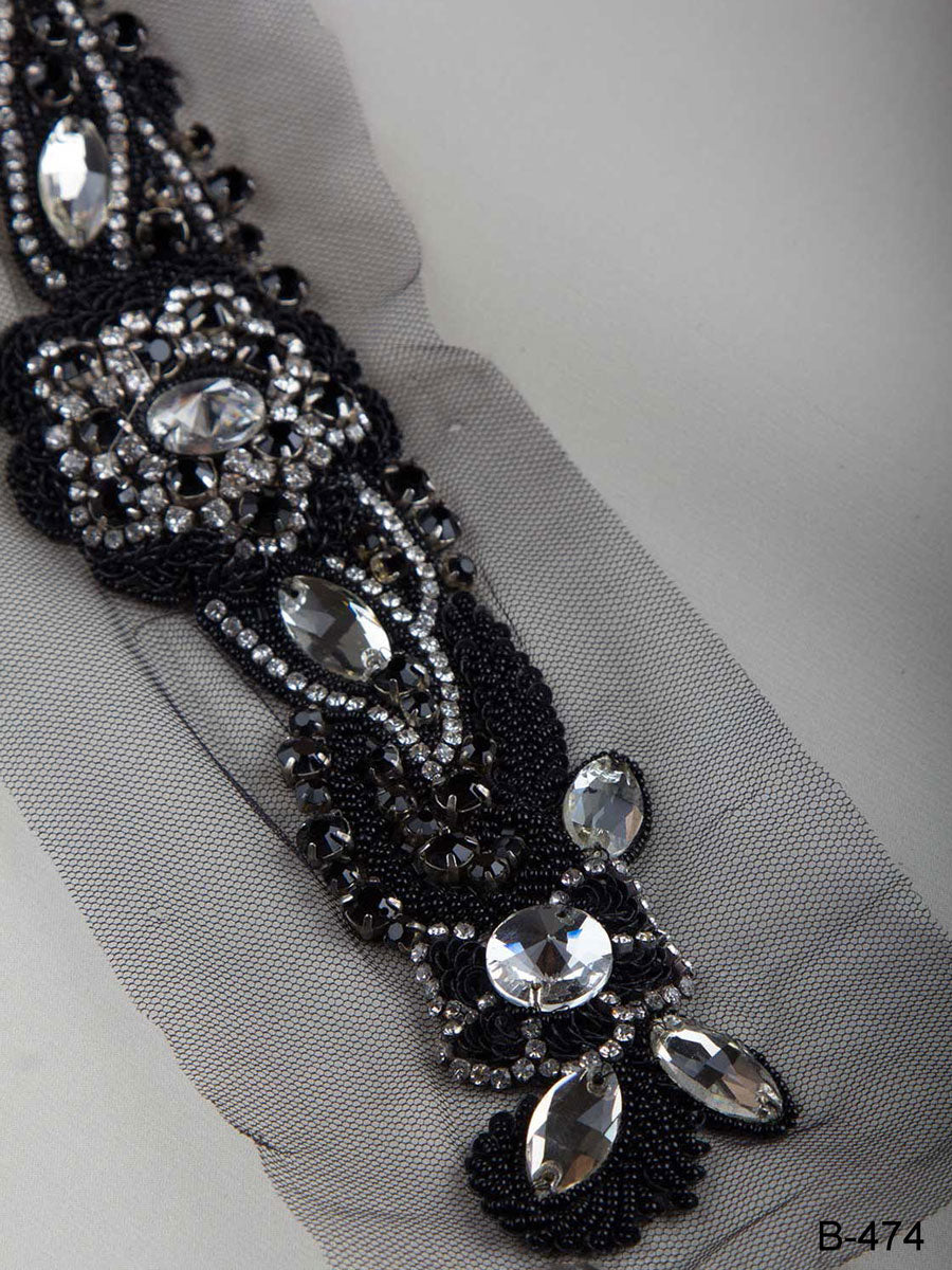 #B0474 Gorgeous Glam: Hand-Beaded Trim featuring Beads and Dazzling Sequins