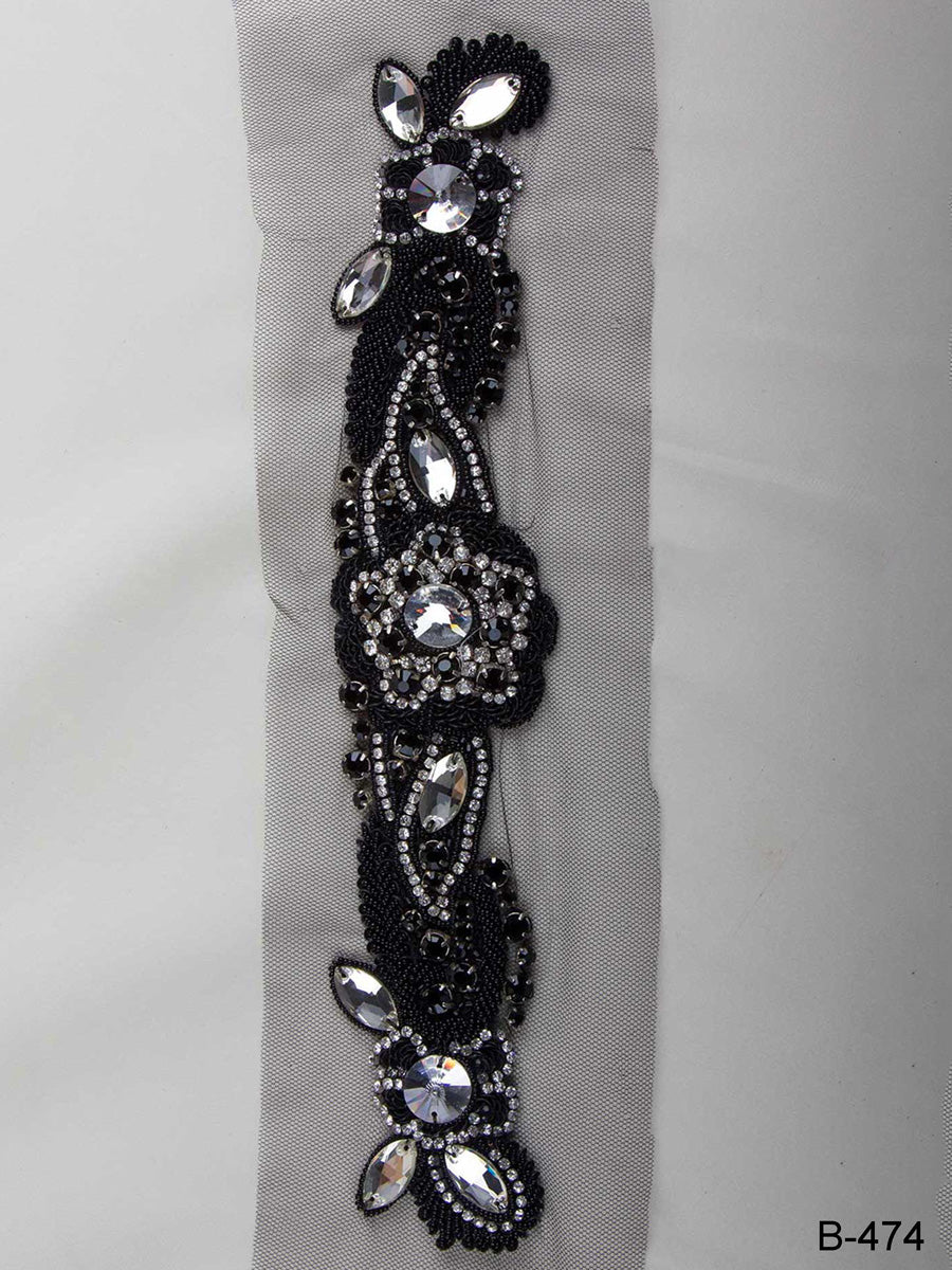 #B0474 Gorgeous Glam: Hand-Beaded Trim featuring Beads and Dazzling Sequins