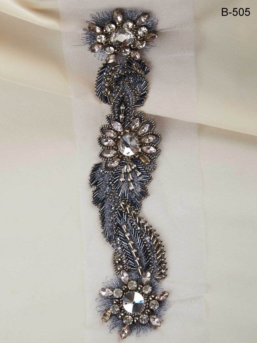 #B0505 Radiant Embellishments: Hand-Beaded Trim with Beads and Glittering Sequins