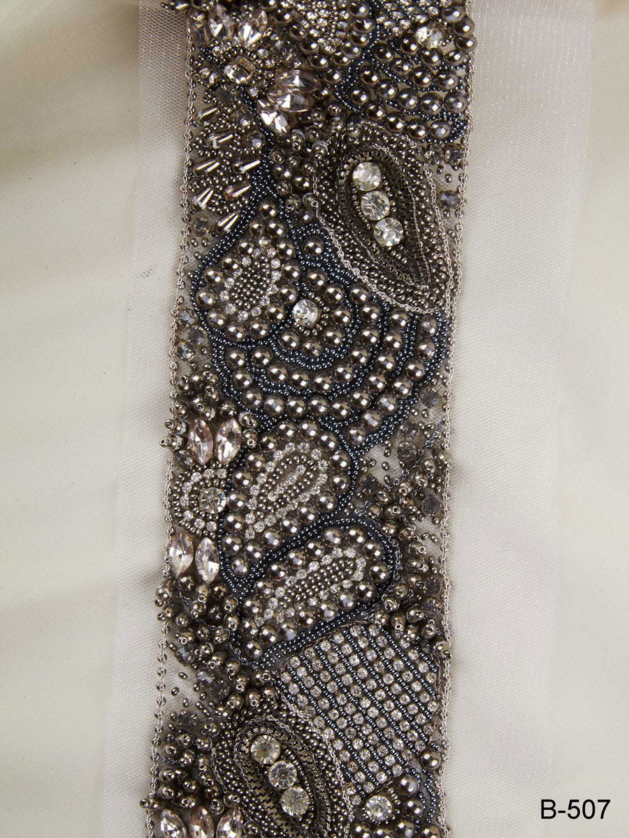 #B0507 Fashionably Festive: Hand-Beaded Trim with Sparkling Beads and Sequins