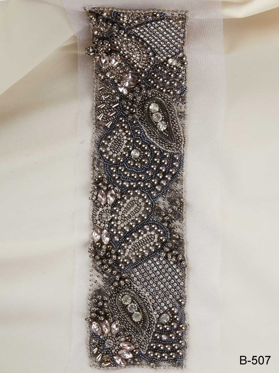 #B0507 Fashionably Festive: Hand-Beaded Trim with Sparkling Beads and Sequins