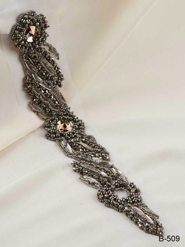 #B0509 Exquisite Artistry: Handcrafted Beaded Trim with Intricate Sequins