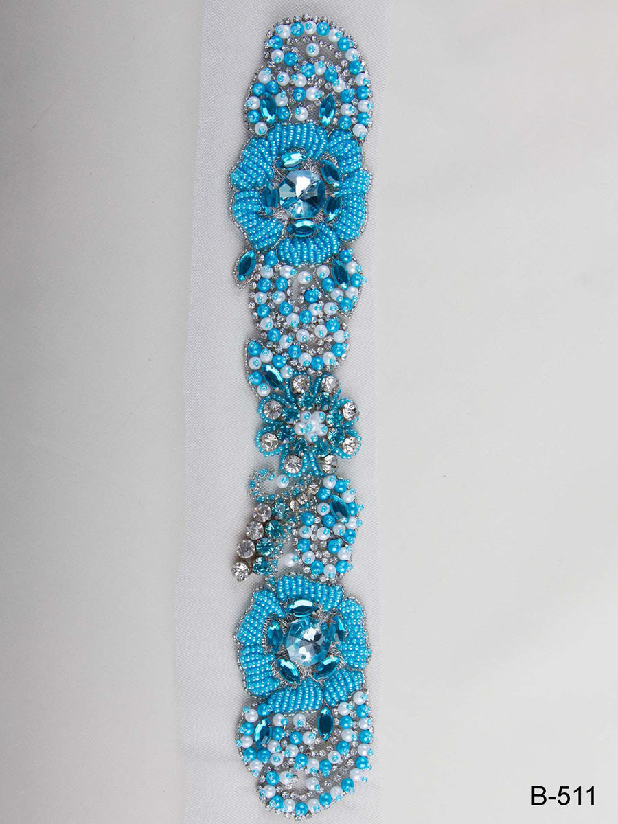 #B0511 Vintage Chic: Hand-Beaded Trim with Delicate Beads and Sequins