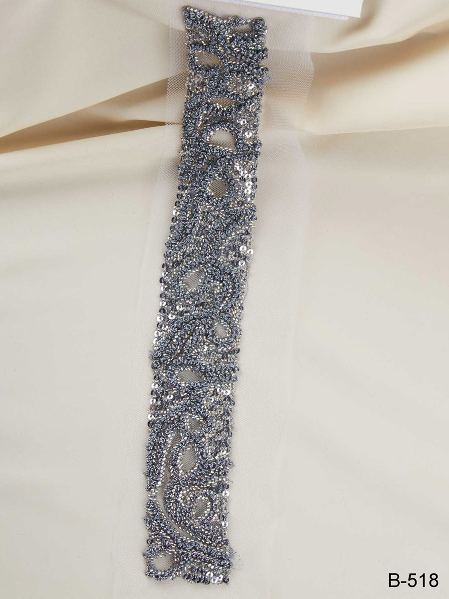 #B0518 Radiant Embellishments: Hand-Beaded Trim with Beads and Glittering Sequins