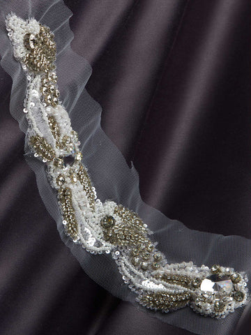 #B0526 Stylish Opulence: Hand-Beaded Trim with Beads and Sparkling Sequins