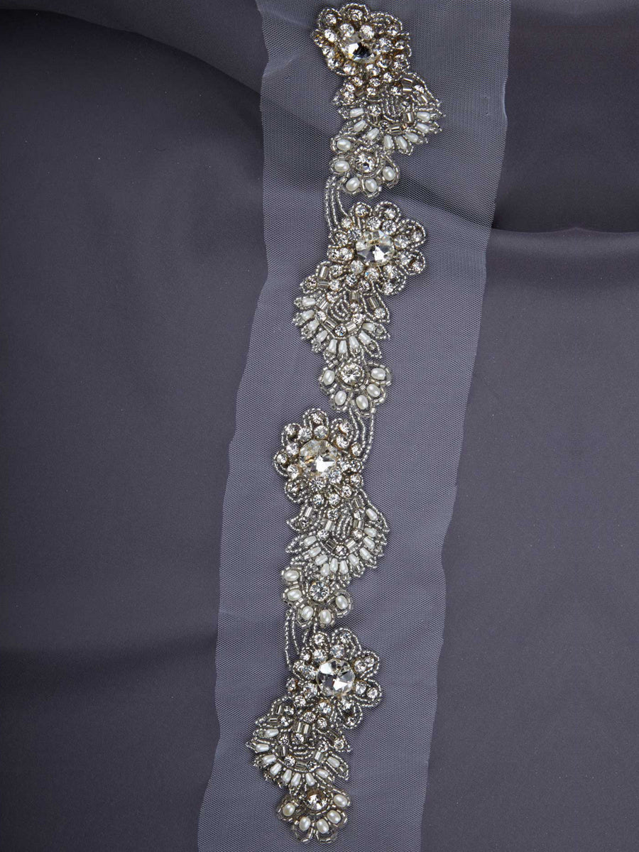 #B0539 Breathtaking Shimmer: Hand-Beaded Trim featuring Beads and Resplendent Sequins