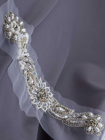 #B0540 Glorious Radiance: Handcrafted Beaded Trim with Intricate Beads and Sequins