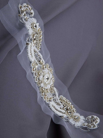 #B0546 Glimmering Whimsy: Handcrafted Beaded Trim with Intricate Beads and Sequins