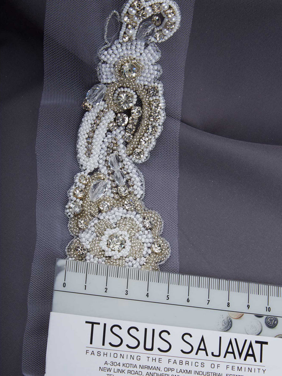 #B0546 Glimmering Whimsy: Handcrafted Beaded Trim with Intricate Beads and Sequins