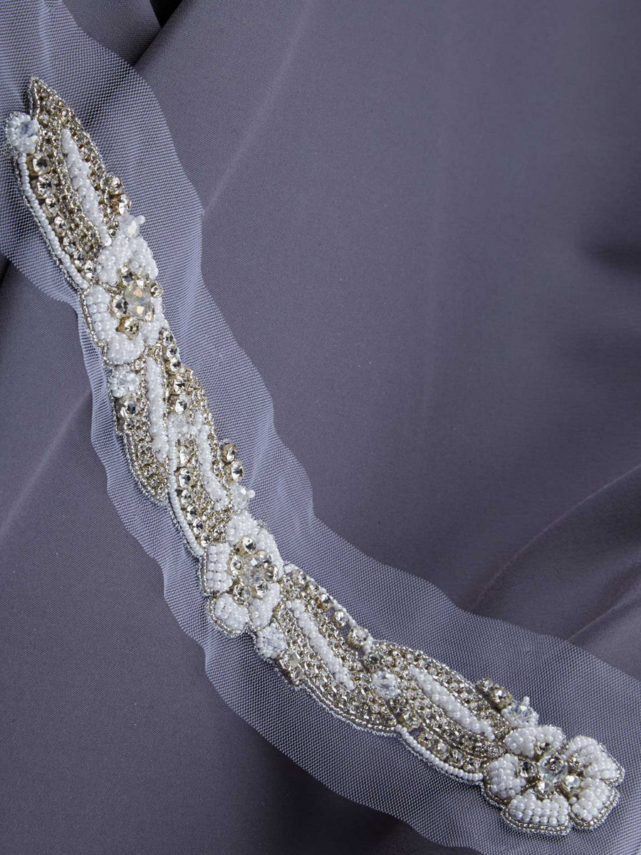 #B0548 Radiant Simplicity: Hand-Beaded Trim featuring Beads and Subtle Sequins