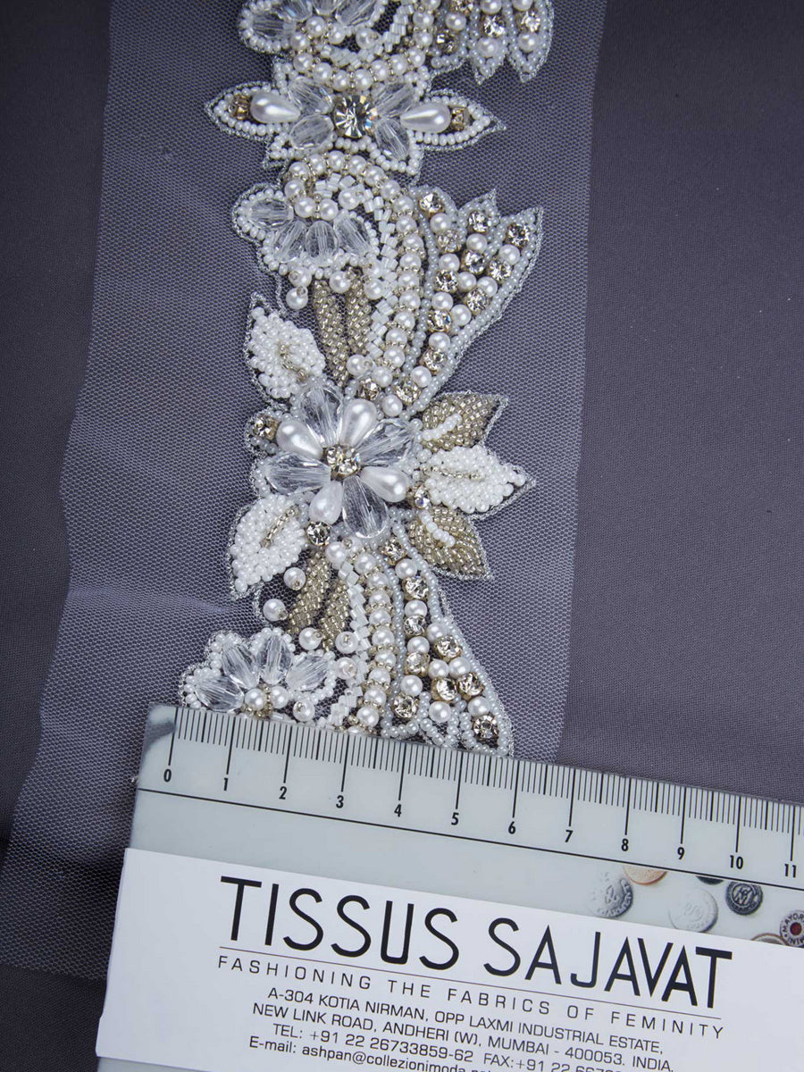 #B0549 Exquisite Embellishments: Handcrafted Beaded Trim with Intricate Beads and Sequins