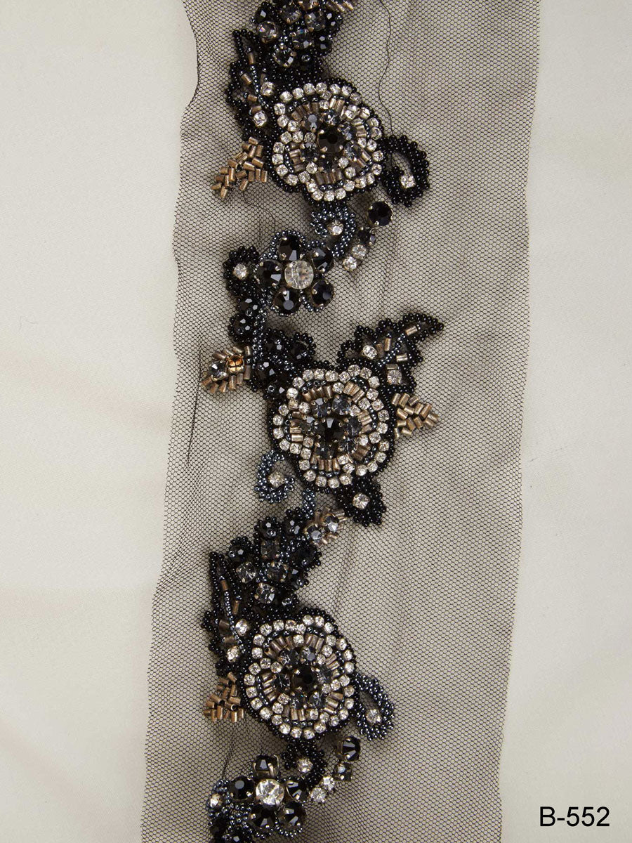 #B0552 A Touch of Magic: Handcrafted Beaded Trim with Intricate Beads and Sequins