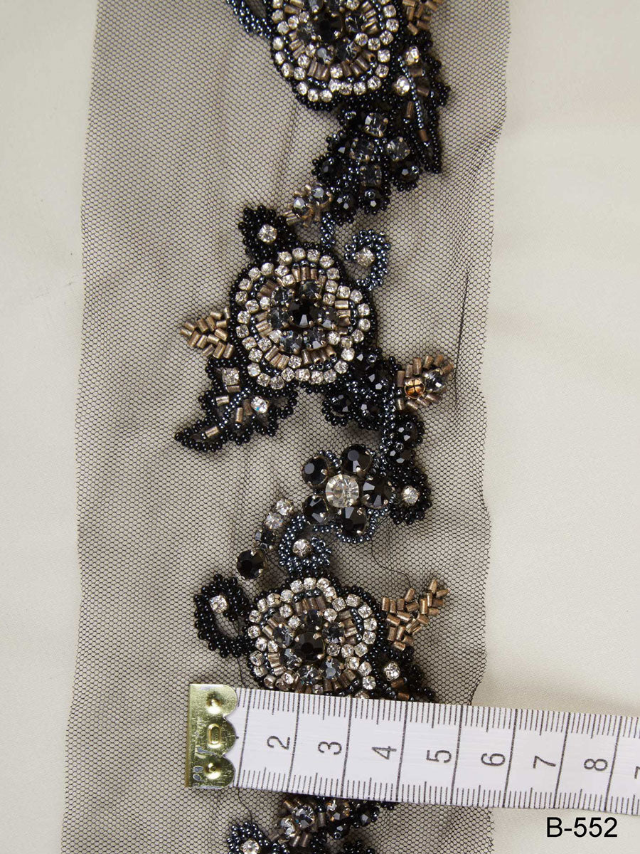 #B0552 A Touch of Magic: Handcrafted Beaded Trim with Intricate Beads and Sequins