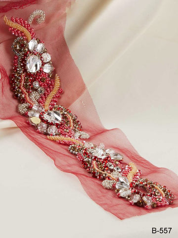 #B0557 Captivating Elegance: Handcrafted Beaded Trim with Intricate Sequins