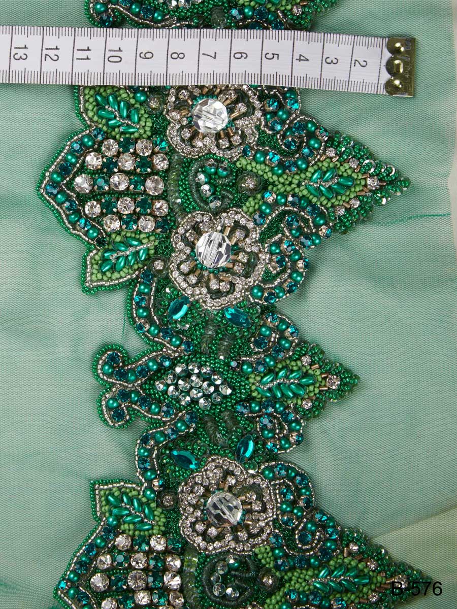 #B0576 Enchanting Embellishments: Hand-Beaded Trim with Beads and Shimmering Sequins