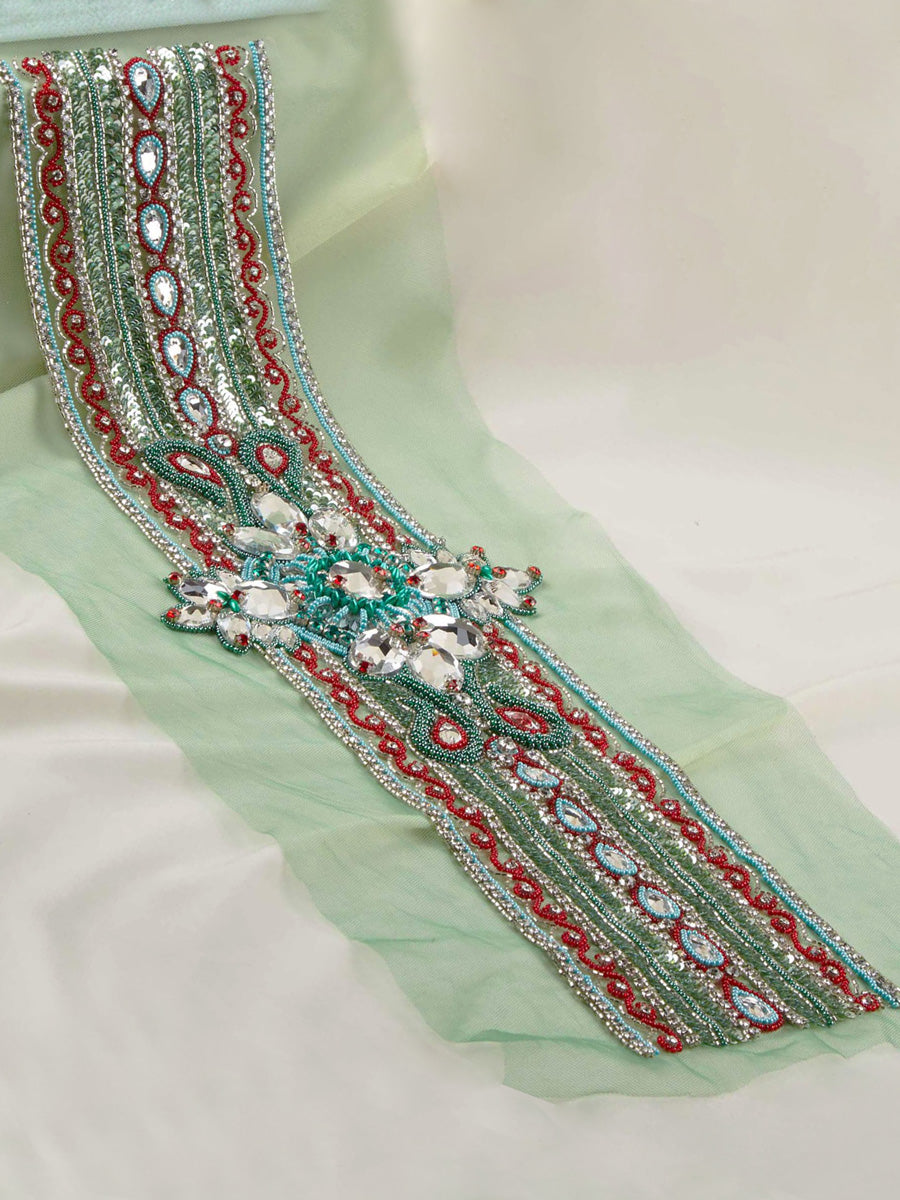 #B0591 Dazzling Whispers: Handcrafted Beaded Belt featuring Beads and Muted Sequins