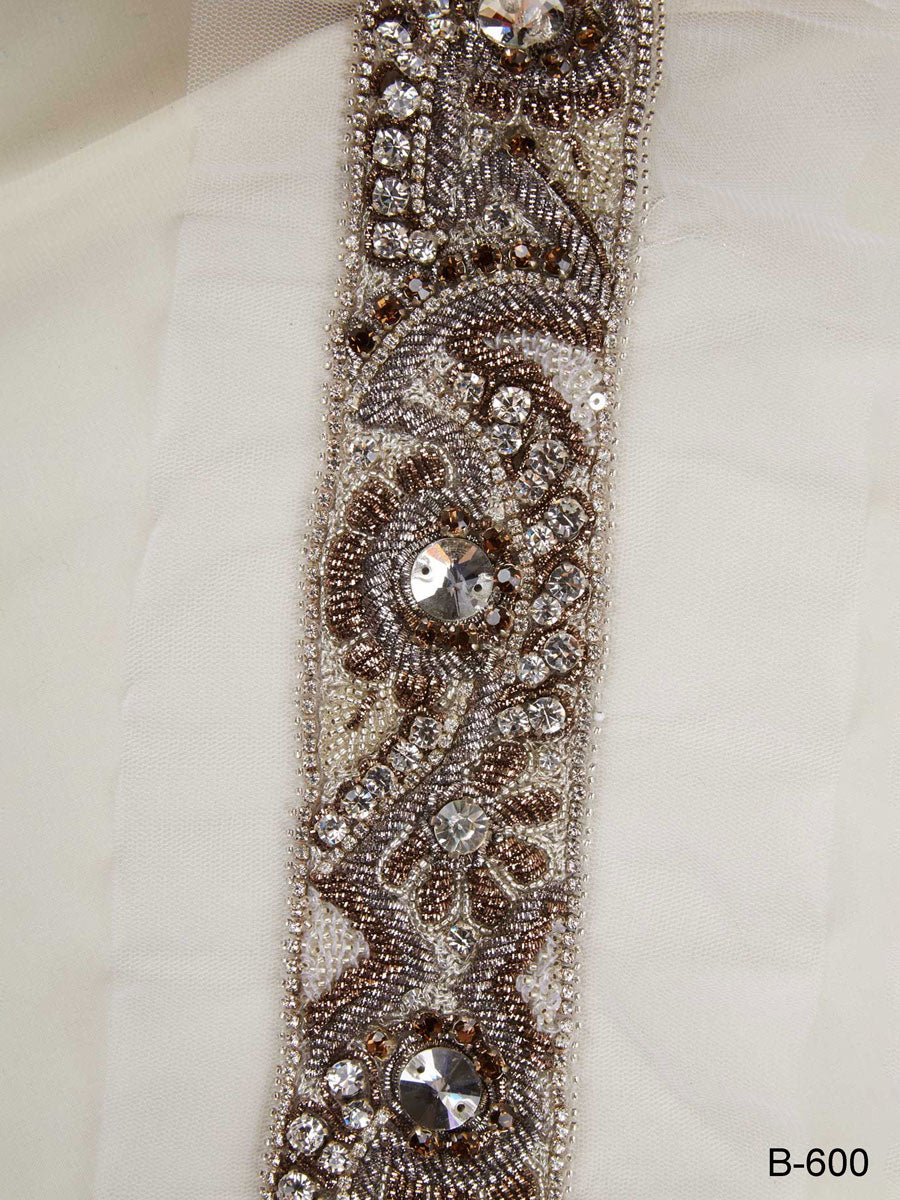 #B0600 Dazzling Details: Handcrafted Beaded Trim with Sequins